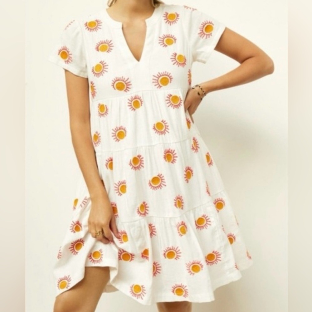 Maeve by Anthropologie White Sunburst Mini Dress